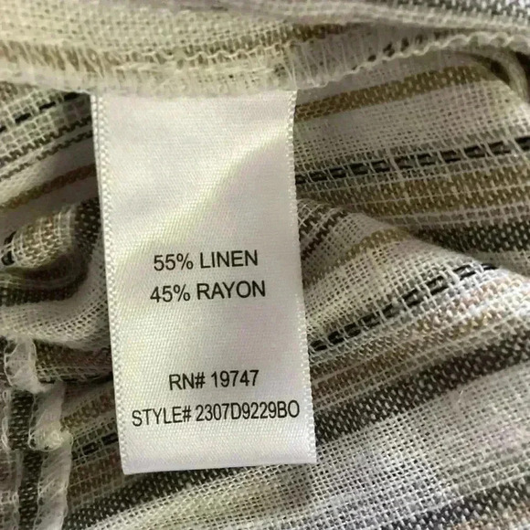 Land 'N Sea Linen Blend Elastic Waist Button Pull-On Cropped Pants striped Sz 1X - Picture 4 of 10